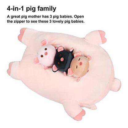 Achwishap Pig Stuffed Animal Mommy 19.6” with 3 Pig Babies Plush,4 PCS Cute Pig Plushie Pillow,Kawaii Plush Toys Soft Hugging Pillow for Kids Girls Boys Birthday Gifts Plushies(Pink Pig Family) - color: Pink Pig-mother and Kids