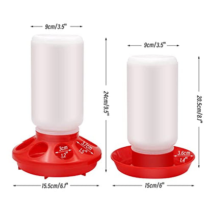 Chicken Feeder and Waterer Set Hanging Chicken Waterer Feeder for Poultry Duck Quail Chick Baby Automatic Chicken Feeders no Waste Bird Water Dispenser Chicken Coop Accessories Supplies (Red) - color: Red