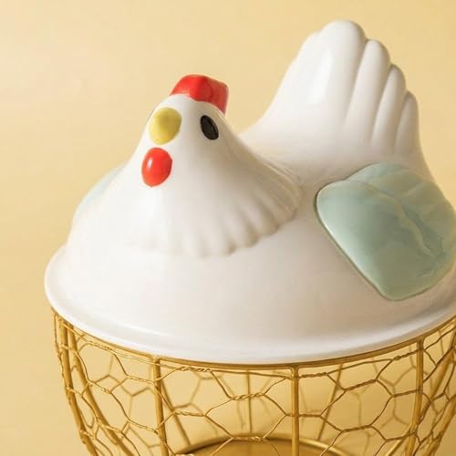 Chicken Egg Basket with Ergonomic Handles Farmhouse Storage Egg Collection Vegetable Fruit Organizer Metal Mesh Suitable for Home Decoration, Green