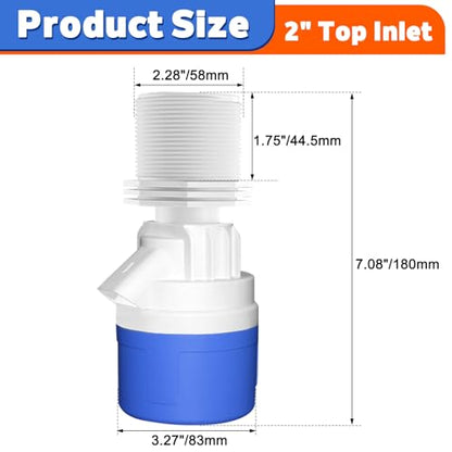 2" Top Inlet Water Float Valve, 2 Inch Big Flow Automatic Water Level Control Float Valve for Water Tank, Water Troughs, Pond, Pool, Livestock, Aquariums (2" Top Inlet) - color: 2" Top Inlet