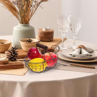 Farmhouse Wire Egg Basket for Gathering Fresh Eggs with Handle Vintage Style