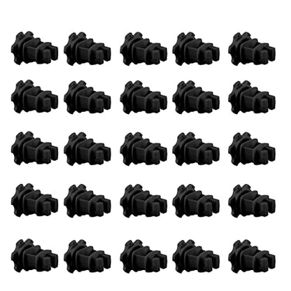 Electric Fence Wire Holding Insulators, Screw Tight Round Post Insulator, Post Clips Insulators, Two Piece Suit, Pack of 25, Black - color: Black