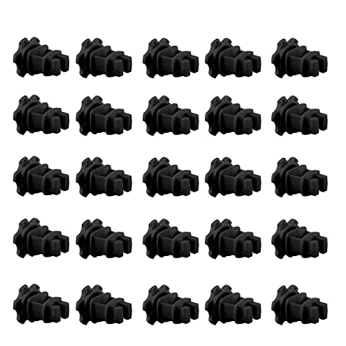 Electric Fence Wire Holding Insulators, Screw Tight Round Post Insulator, Post Clips Insulators, Two Piece Suit, Pack of 25, Black - color: Black