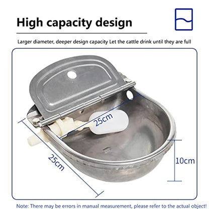 Stainless Steel Water Trough, Automatic Waterer Cattle Water Bowls, Float Ball Valve Water Trough, for Horse Dog Cattle Goat Sheep Pig