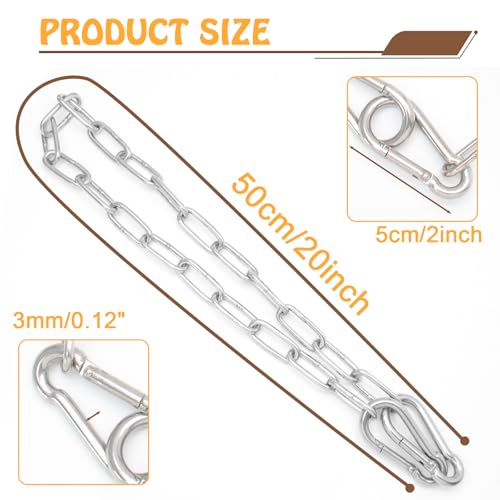 Biaungdo 20 Inch Gate Chain Lock, Chain Link Lock Fence Gate Latch with Carabiner, Stainless Steel Chain Link Gate Lock for Outdoor Fence, Livestock Gate, Yard
