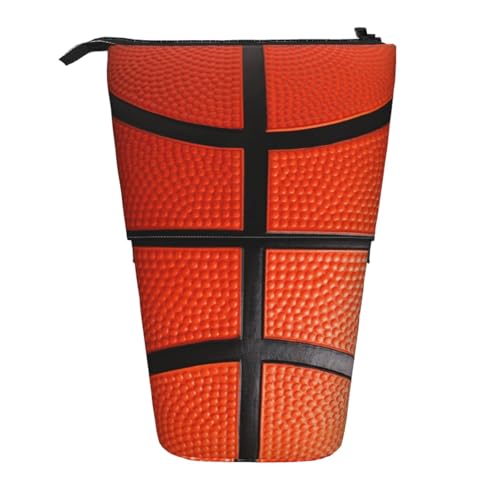Basketball Kids Standing Pencil Case Girls Boys Telescopic Stationary Pouch with Zipper Large Capacity Stand up Pen Bag Portable Makeup Holder for Children School Students Office Supplies - color: Basketball
