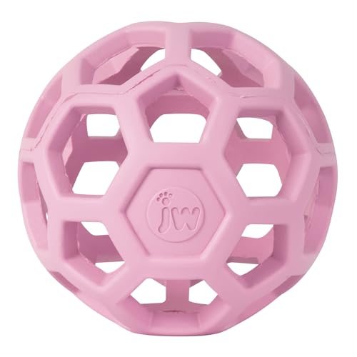 JW Pet HOL-ee Roller™, Dog Toy Puzzle Ball, Natural Rubber, Small (3 Inch Diameter), Pink - color: Pink, size: 3 Inch