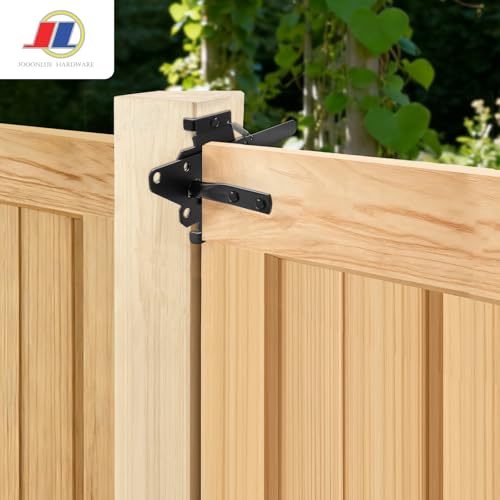 Heavy Duty Outdoor Gate Latch, Iron Fence Latch for Wooden Fence and Metal Gates, Easy Install Gate Lock with Adjustable Strike Plate, Universal Gate Hardware for Garden, Yard, Farm - size: Latch