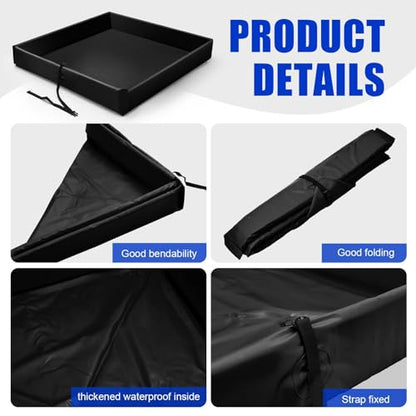 Wettarn Folding Duck Pond 5' x 5' Portable Spill Containment Berm Wall Containment Berm (Black) - color: Black, size: 5*5ft