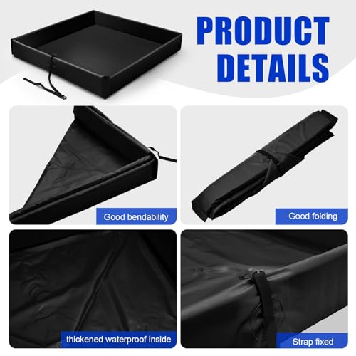Wettarn Folding Duck Pond 3' x 3' Portable Spill Containment Berm Wall Containment Berm (Black) - color: Black, size: 3*3ft