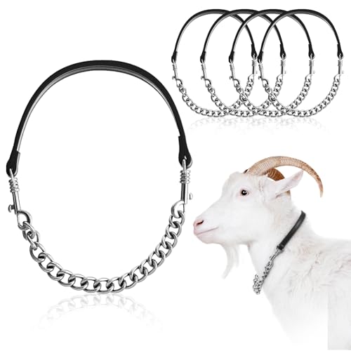 Misdary 4 Pcs Goat Show Collars, Adjustable 14"-24" Iron Chain Halter for Sheep, Horses, Dogs, Cows & Calves, Farm Animal Supplies Accessories Animal Lovers Gift (14'',Black) - color: Black