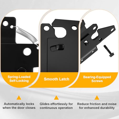 Stainless Steel Self Closing Gate Hinge and Latch, Heavy Duty Self Locking Gate Hardware 4-Pack Kit and 2-Automatic Latch for Wood/Vinyl Fence Gate - size: 2 Pack