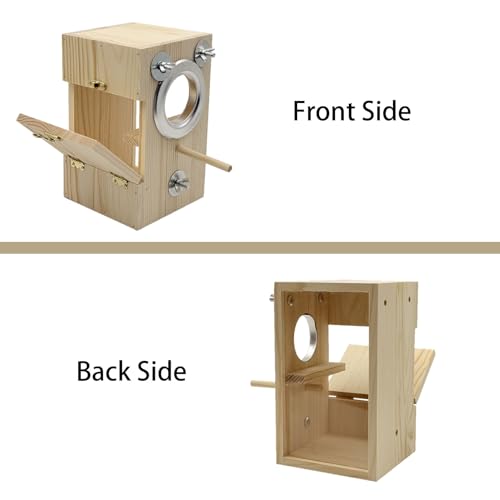 Parakeet Nesting Box Transparent Bird Nest Breeding Box with Perch | 7.87 X 4.72 X 4.72 inch Parrot Mating Box Wood Bird House Aviary for cage (S vertical) - style: S vertical