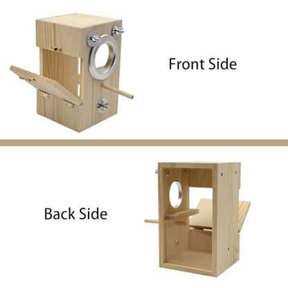 Parakeet Nesting Box Transparent Bird Nest Breeding Box with Perch | 7.87 X 4.72 X 4.72 inch Parrot Mating Box Wood Bird House Aviary for cage (S vertical) - style: S vertical
