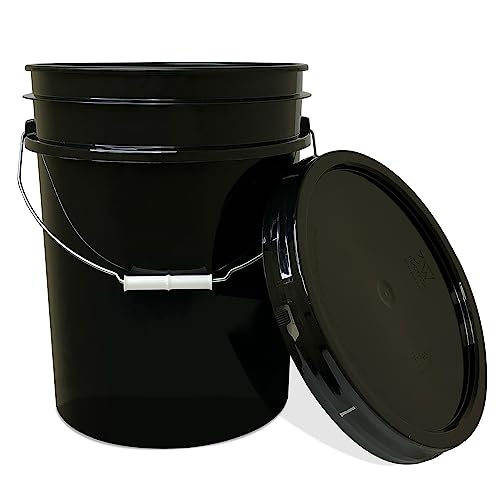 ePackageSupply 5 Gallon Bucket - Food Grade Bucket with Airtight Gasketed Tear Strip Lid, BPA-Free, Heavy-Duty 90 Mil HDPE Plastic Pail, Bulk Storage, Durable Container, Made in USA - Black, 120 Packs | Airtight Gasketed Tear Strip Lid, Heavy-Duty 90 Mil