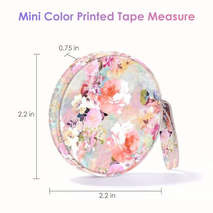 Sewing Tape Measure，Colour Printed Small Retractable Soft Measuring Tape for Tailor Cloth Fabric Body Measurements. - color: Pink Flower