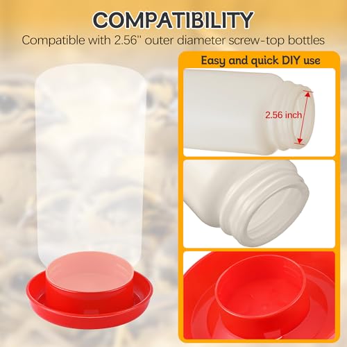 Enhon 2 PCS 2 Sizes Quail Waterer Base, Quail & Chick No Drown Water Base, Safety Waterer and Feeder, Compatible with 2.5inch Threaded Neck Bottle for Brooding Chicks(Bottle not Included) - size: 2 Sizes