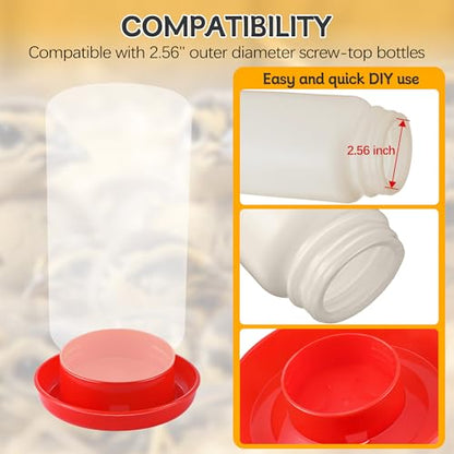 Enhon 2 PCS 2 Sizes Quail Waterer Base, Quail & Chick No Drown Water Base, Safety Waterer and Feeder, Compatible with 2.5inch Threaded Neck Bottle for Brooding Chicks(Bottle not Included) - size: 2 Sizes