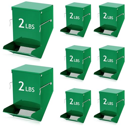 Maxcheck 8 Pcs Rabbit Feeder for Cages Bulk Small Animal Food Dispenser with Lid Metal Rabbit Feeders Outside for Guinea Pig(4.7 Inches,Green) - color: Green, size: 4.7 Inches