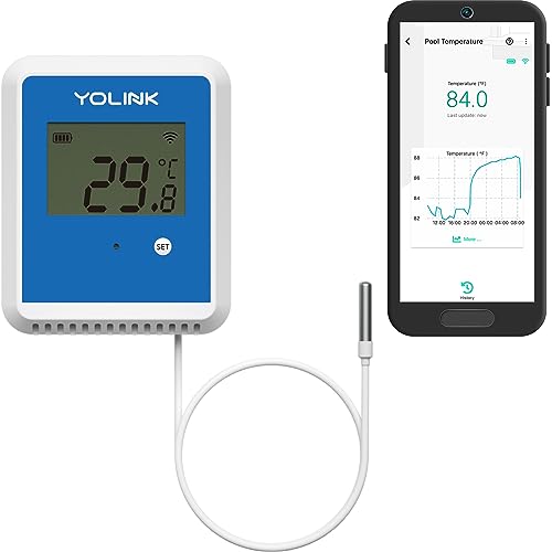 YoLink Smart X3 Version Outdoor Temperature Data Logger with Probe, Thermometer, 1/4 Mile Range, 5+ Years Battery Life, Emails, Text, App Alerts, Alexa, IFTTT. Pool, Hot Tub, Fish Tank. Hub Required! - size: 5-Year Battery