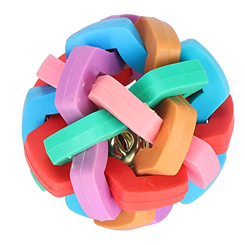 Zerodis Bell Ball Toy for Dogs Puppies Mini Pigs Interactive Squeak Pet Toy with Chew TPR Material Teething Relief Boredom Relief Training Fun (Small Size) - size: Small Size