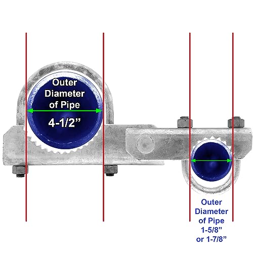 Chain Link Fence 180 Degree Commercial Duty Gate Hinge-for 4-1/2" Outside Diameter Gate Post/Pipe & 1-5/8 Thru 1-7/8" Gate Frame. Chain Link Post Gate Hinge - Hinge U Bolts Included - 1 Hinge Assy. - size: 4-1/2" Post - Each
