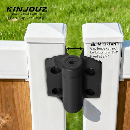 Self Closing Gate Hinges, Heavy Duty Self-Aligning Spring Nylon Hinges, Adjustable Tension with Safety Cap Fence Hinges Kit for Outdoor Metal/Vinyl/Wooden Gate, 1 Pair Black