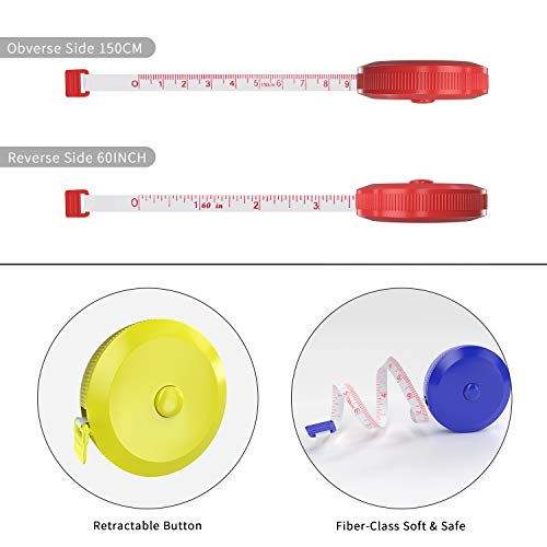DiCUNO 60-Inch 1.5 Meter Soft and Retractable Tape Measure Medical Body Measurement Tailor Sewing Craft Cloth Dieting Measuring Tape (3 Colors Package with Soft Tape) - color: 3 Colors (Red/Blue/Yellow)