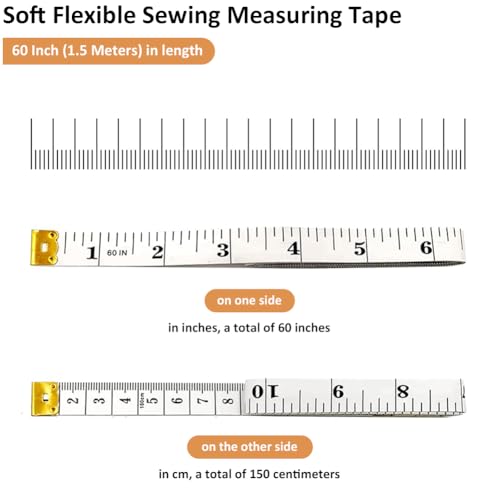 3-Pack Measuring Tape for Body Measurements: Waist, Chest, Bust, Shoulders, Hips, Arms, etc, Perfect Soft Flexible Tape Measure Double Scale Accurate Tracking Fitness Weight Loss Sewing Handcrafts - color: Pink