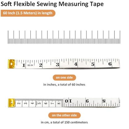 3-Pack Flexible Tape Measure Accurate Dual Scale Soft Measuring Tape for Sewing Tailor Craft Ruler, Perfect for Body Measurements, Weight Loss, Clothing, Seamstress, Sewing Supplies, 150cm/60 inch - color: Yellow