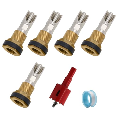 5PCS Stainless Steel Automatic Pig Water Nipple Drinker with Brass Water Tank Connector 1PCS Hole Opener Fitting Kit Duck Mouth Shape Pig Feeder Drinker for Sows Piglets Drinking (Silver) - size: 5pcs