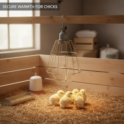 Heat Lamp Guard with Ceramic Socket, Metal Mesh Bulb Protector for Reptile Terrariums, High-Temp Resistant Fixture Kit
