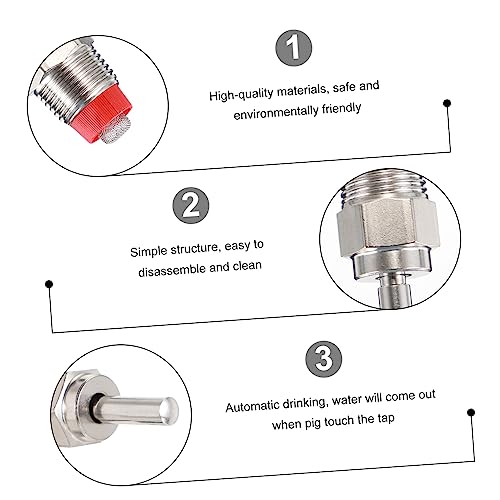 Toddmomy 5Pcs Stainless Steel Automatic Pig Waterer Nipples Efficient Animal Water Supply for Sows Pigs and Livestock Leak Design Reduces Install for Clean Drinking