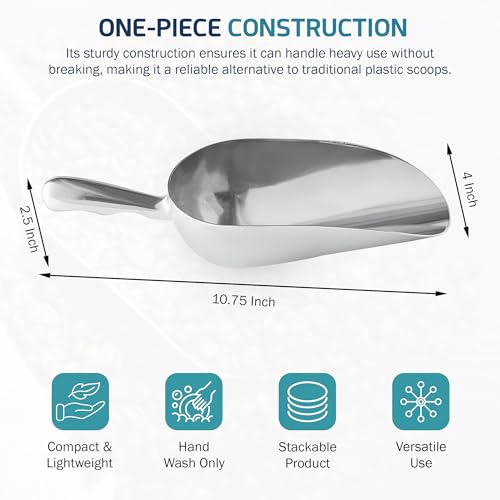 OCS Parts Aluminum 11-Inch Food and Ice Scoop | 24-Ounce | Professional Grade Scooper for Ice, Flour, Candy, Sugar, Rice, Popcorn, Coffee, and Beans for Home or Commercial Kitchens - size: 24-Ounce