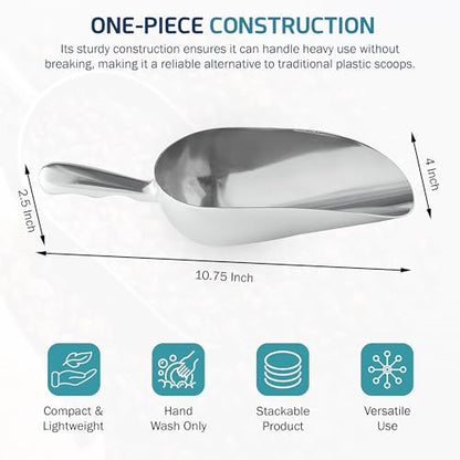 OCS Parts Aluminum 11-Inch Food and Ice Scoop | 24-Ounce | Professional Grade Scooper for Ice, Flour, Candy, Sugar, Rice, Popcorn, Coffee, and Beans for Home or Commercial Kitchens - size: 24-Ounce