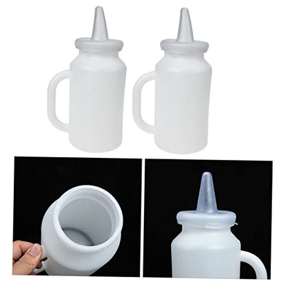 2pcs Calf Milk Bottle Soft Squeeze Pet Nursing Bottle for Puppies and Kittens Durable and Easy to Clean Large Capacity Feeding for Calves and Small Animals - color: White