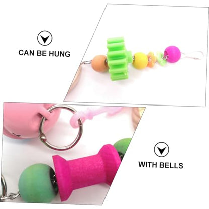 Creative Wooden Hanging Mirror Toy for Chickens and Hens Fun Pet Rooster Accessory Bell Engaging Pecking Play for Coop Entertainment