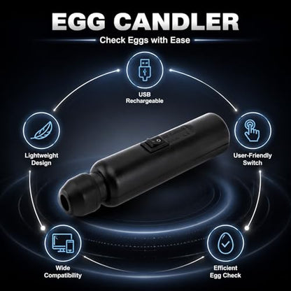 Egg Candler Professional USB Rechargeable Soft Cold Light, Portable ABS Egg Hatching Tester Lamp - Even 360 Degree Illumination, USB Charging, Science Experiment Use