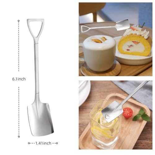 25 Pack Dessert Spoon Stainless Steel Spoons Ice Cream Fruit Spoon for Home Restaurant,Kitchen (Reusable) - size: Shovel Shape B