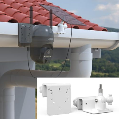Gutter Mount for SEHMUA RBX-S40/S44/S45/SD22 Solar Outdoor Camera Bracket Compatible with SEHMUA Solar Security Cameras Wireless Outdoor Kit（White）