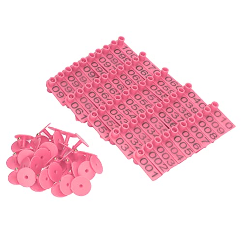 100 Sets Numbered Cattle Ear Tags Accurate Livestock Identification Card for Cow Pig Sheep () - color: Pink