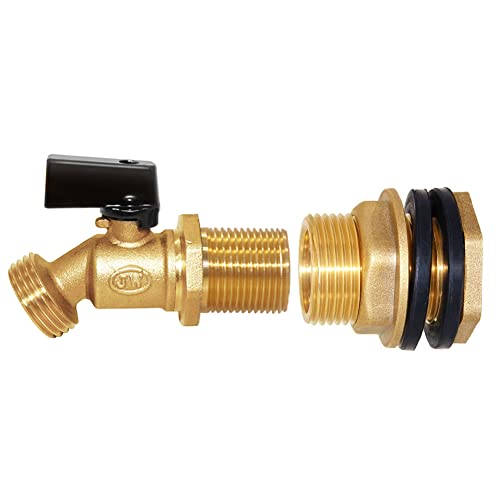 Joywayus Brass Water Container/Rain Barrel Spigot 3/4" Threaded Quarter Turn Ball Valve & 3/4" Female to 1" Male Threaded Bulkhead Fitting Water Tank Connector Fit for Garden Hose - style: Style 2
