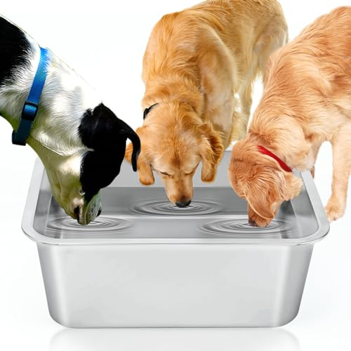 BWOGUE 4 Gallons Extra Large Dog Water Bowl for Large Dogs, Outdoor Stainless Steel Dog Bowl, High Capacity Pet Water and Food Bowls for Large, X-Large Giant Dogs, 1 Pack - color: 1 Bowl, size: 4 Gallons