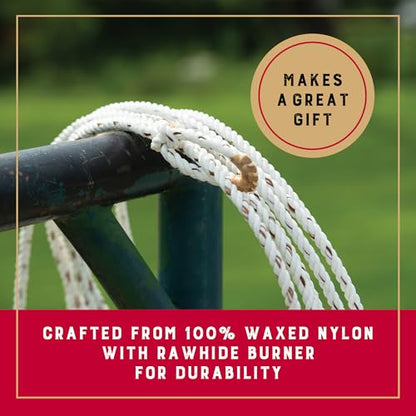 Weaver Equine Waxed Nylon Ranch Rope, Lightweight Cowboy Lasso Rope for Cattle Handling, Training, Natural Costume Prop for Rodeo, 7/16" x 30'