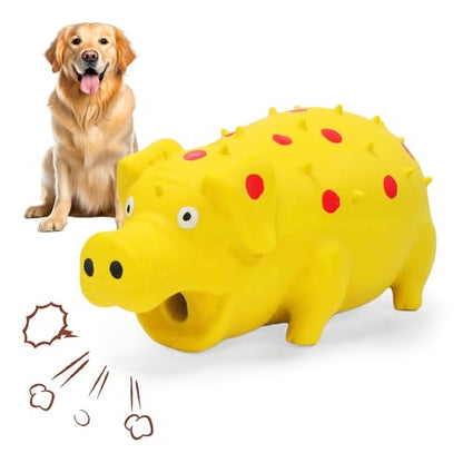 Squeaky Pig Dog Toy that Oinks, Latex Pig 7.3 in Grunting Dog Toys, Durable Dog Chewing Toys for Small Medium Large Dogs(Yellow, 1 Pcs) - color: Yellow 20CM