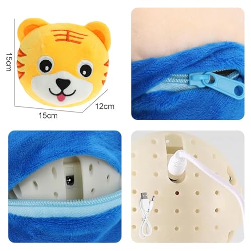 Active Moving Pet Plush Toy, Interactive Dog Toys Pet Bouncing Balls, USB Rechargeable Interactive Washable Cartoon Pig Plush Sound Electronic Dog Toy, Small Cute Squeaky Pig Dog Toy (Tiger) - color: Tiger
