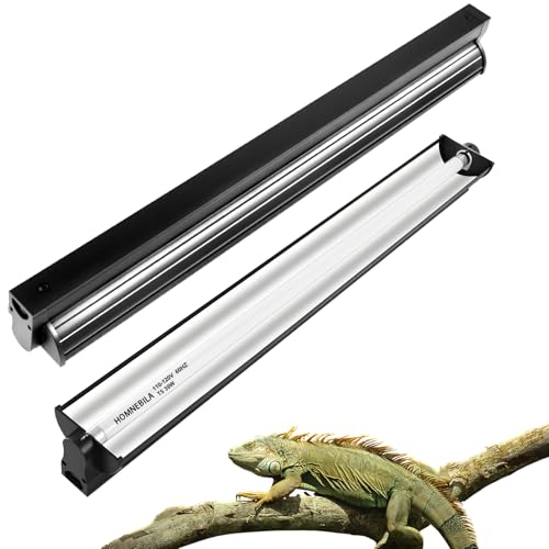 T5 10.0 UVB Reptile Light Fixture, T5 UVA UVB Light Tube Lamp Blub 39W 34" for Bearded Dragon, Tortoise,Desert Lizards,Leopard Gecko,Reptile & Amphibian Lamp - color: Black-fixture, size: T5-34"