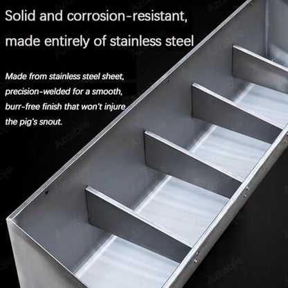Portable Stainless Steel Livestock Feeder Trough, 2-Hole No-Spill Design, Large Capacity Divider for Hay & Grain, Ideal for Swine & Chicken Coop Feeding,1.2meter/4hole - size: 1.2meter/4hole