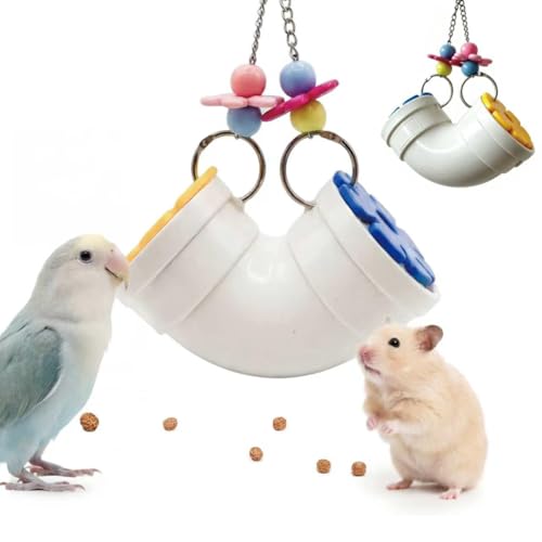 Hanging Foraging Chew Toy Interactive Treat Dispenser, Small Animal Cage Enrichment Puzzle Feeder for Rats, Guinea Pigs, Gerbils, Easy to Disassemble & Clean
