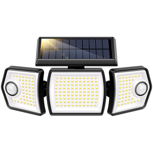 VIVOHOME Linkable Solar Flood Lights Outdoor, 2 Adjustable Motion Sensors Security Lights with 3 Heads, 2500LM, IP65 Waterproof, Solar Powered for Outside, Yard, Porch, Patio - size: Linkable - 1 Pack